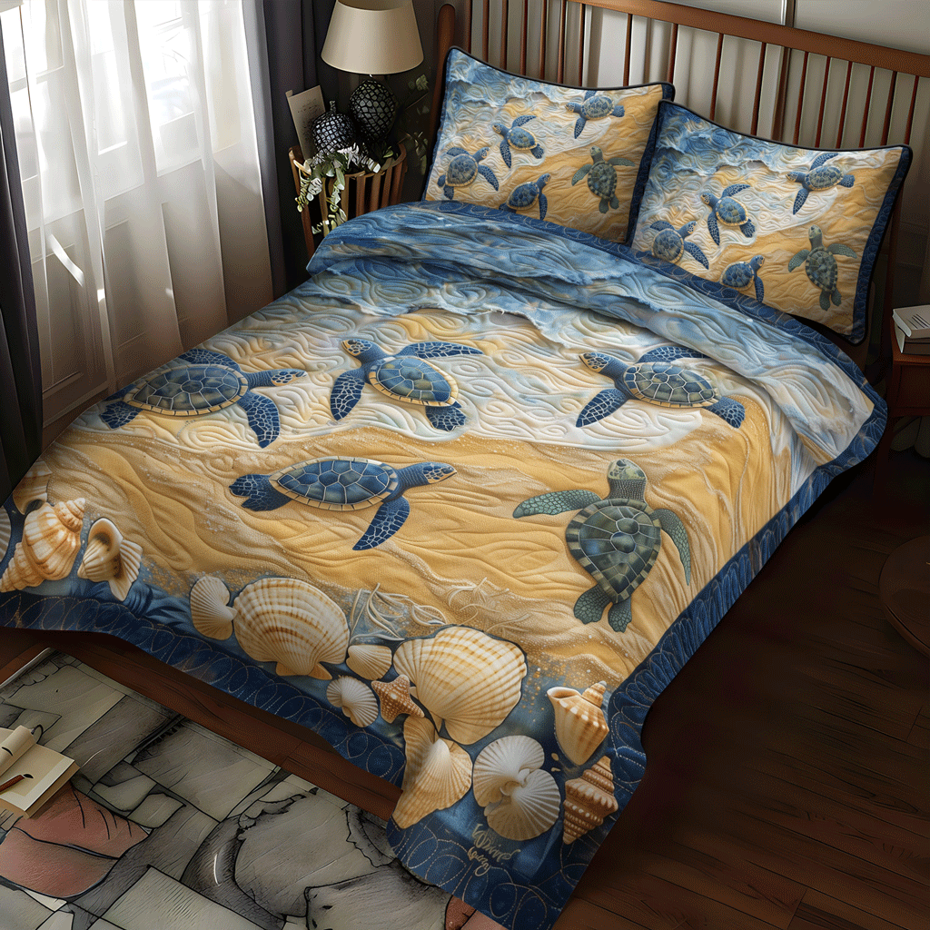 Sand to Sea 3-Piece Quilted Bedding Set NCU0TH1337