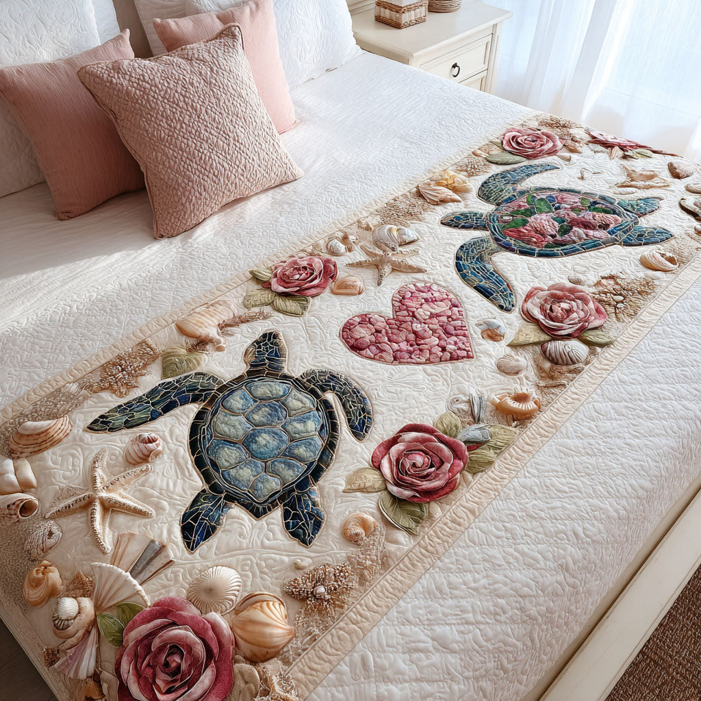 Sandstone Hearts Quilted Bed Runner NCU0PT10851