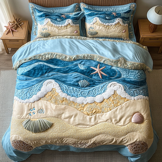 Sandy Serenity 3-Piece Quilted Bedding Set NCU0DK5267