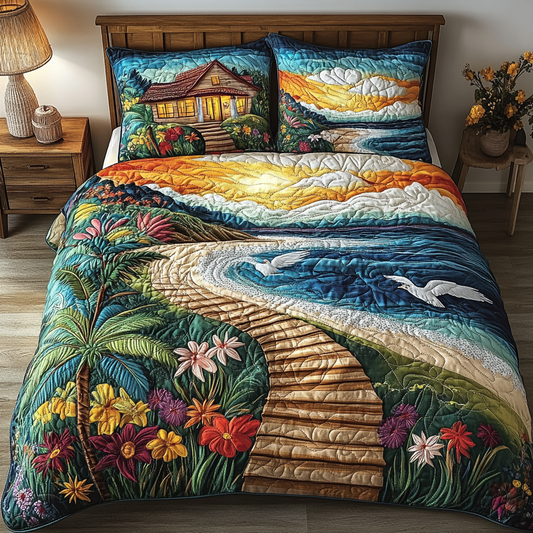 Sandy Shore 3-Piece Quilted Bedding Set NCU0VL2320