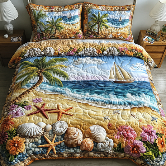 Sandy Shore 3-Piece Quilted Bedding Set NCU0VL2480