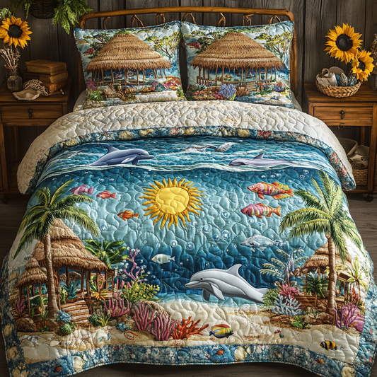 Sandy Shores 3-Piece Quilted Bedding Set NCU0VL1778