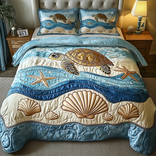 Sandy Toes 3-Piece Quilted Bedding Set NCU0VL2355