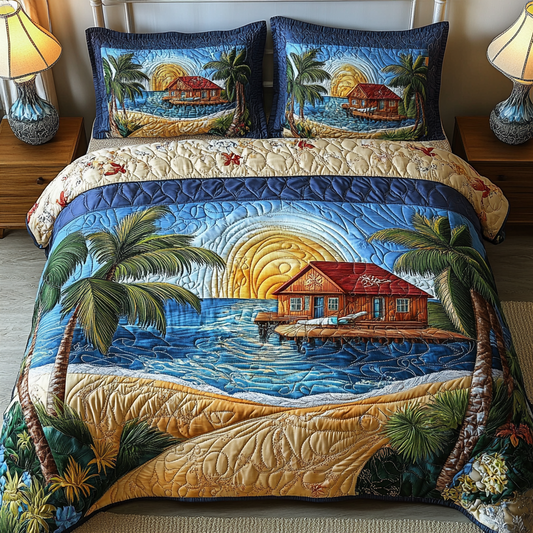 Sandy Vibes 3-Piece Quilted Bedding Set NCU0VL2340