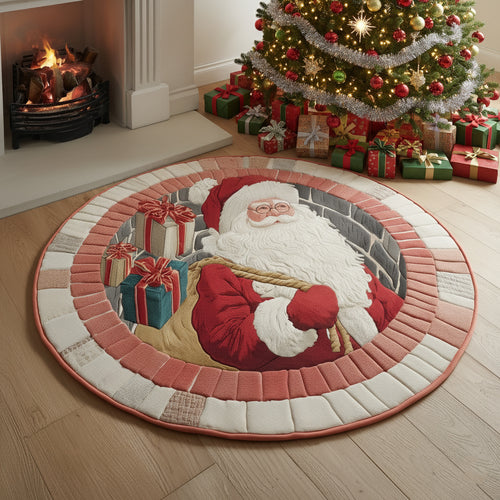 Santa Claus Stack Appearance Round Carpet NCU0HH836