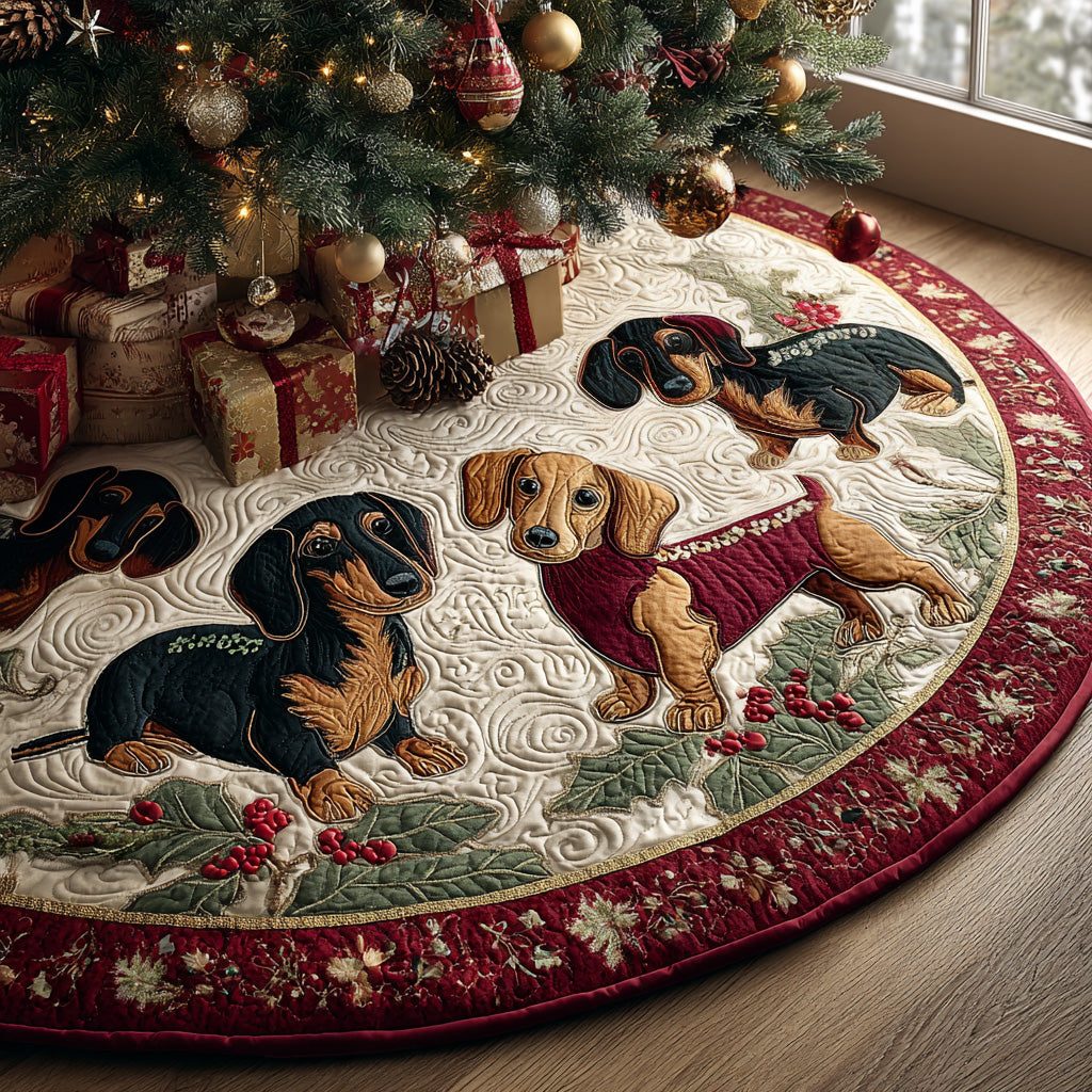 Dachshund Quilted Christmas Tree Skirt NCU0VT273