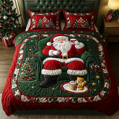 Santa Bliss 3-Piece Quilted Bedding Set NCU0DK9982