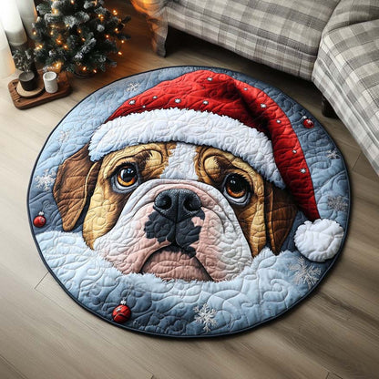 Santa Bulldog Floor Quilted Round Mat NCU0XD380