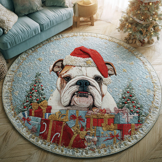 Santa Bulldog Quilted Round Mat NCU0HH226