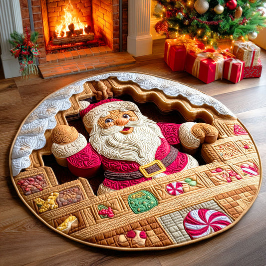 Santa Candy House Quilted Round Mat NCU0TD589