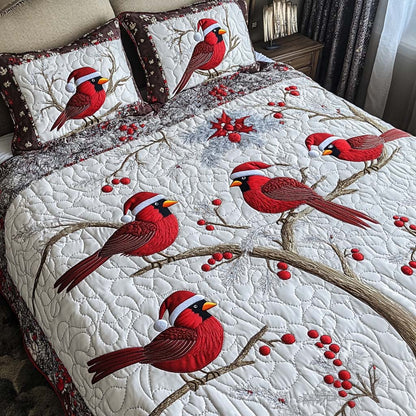 Santa Cardinals 3-Piece Quilted Bedding Set NCU0NT2133