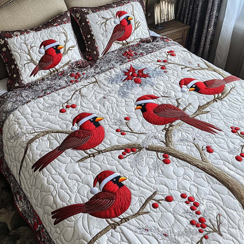 Santa Cardinals 3-Piece Quilted Bedding Set NCU0NT2133