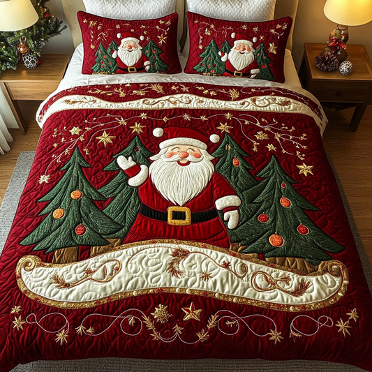 Santa Cheer 3-Piece Quilted Bedding Set NCU0DK10453