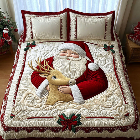 Santa Cheer 3-Piece Quilted Bedding Set NCU0DV8758
