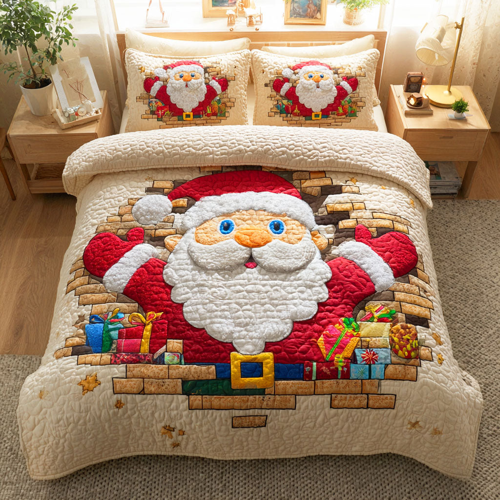 Santa Cheer 3-Piece Quilted Bedding Set NCU0TD460