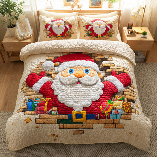 Santa Cheer 3-Piece Quilted Bedding Set NCU0TD460