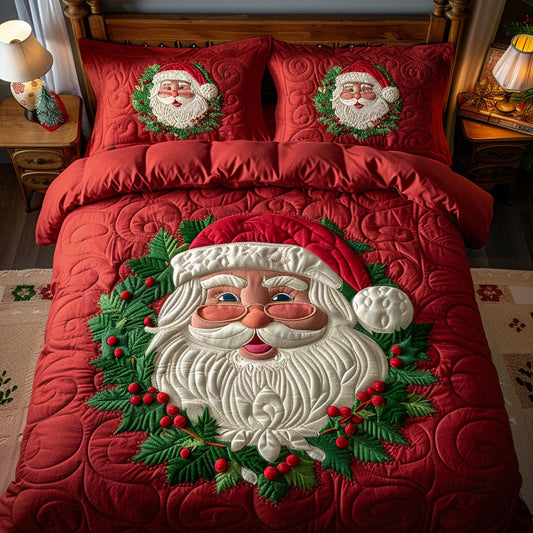 Santa Cheer 3-Piece Quilted Bedding Set NCU0TV708