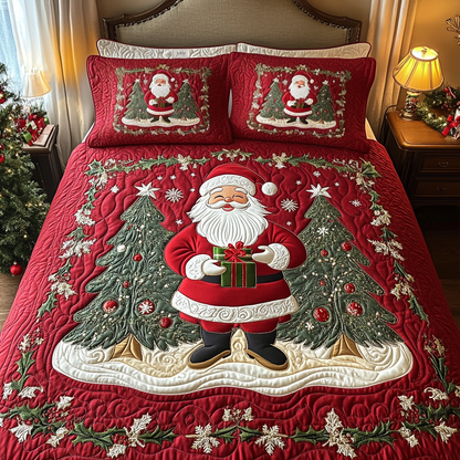 Santa Cheerful Journey 3-Piece Quilted Bedding Set NCU0DV1743