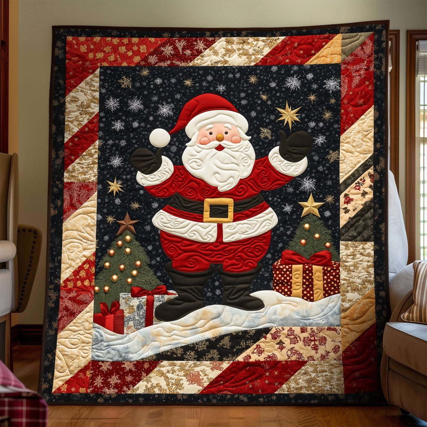 Santa Christmas Quilted Blanket NCU0TL1704