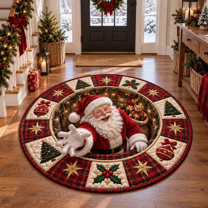 Santa Christmas Reach Quilted Round Mat NCU0DV10258