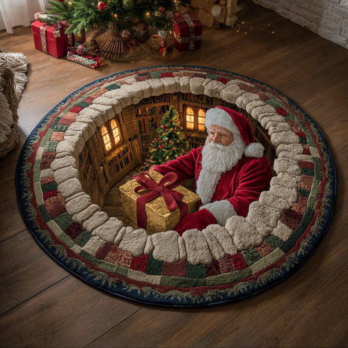 Santa Claus Scroll Round Carpet NCU0HH1239