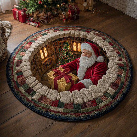 Santa Claus Scroll Round Carpet NCU0HH1239