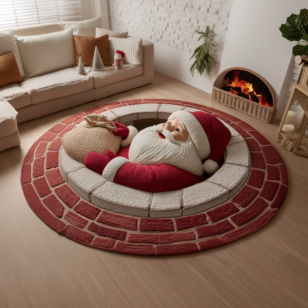 Santa Claus Trick Quilted Round Mat NCU0HH365