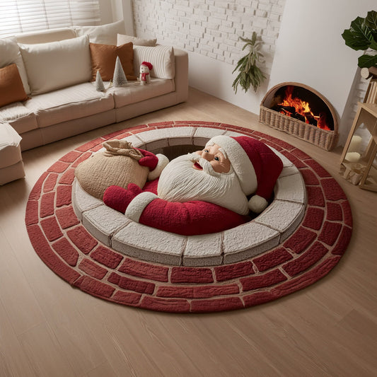 Santa Claus Trick Quilted Round Mat NCU0HH365