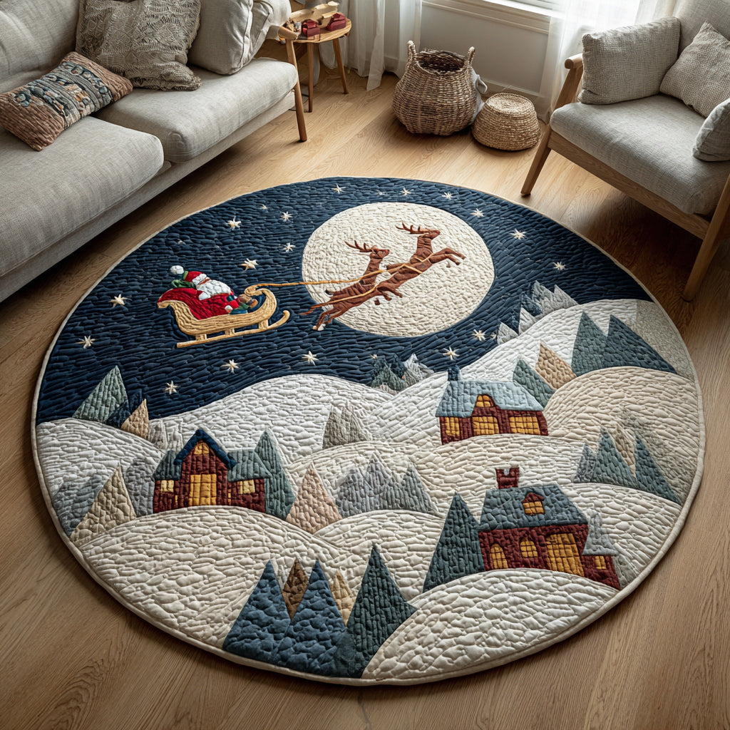 Santa Claus's Journey Quilted Round Mat NCU0HH229