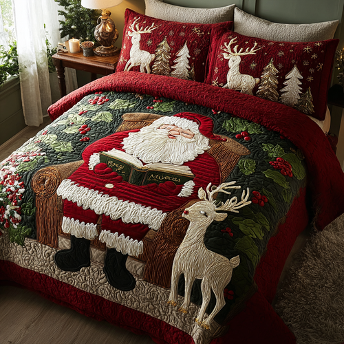 Santa Delight 3-Piece Quilted Bedding Set NCU0DK11166