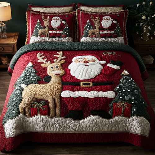 Santa Delight 3-Piece Quilted Bedding Set NCU0DK11306