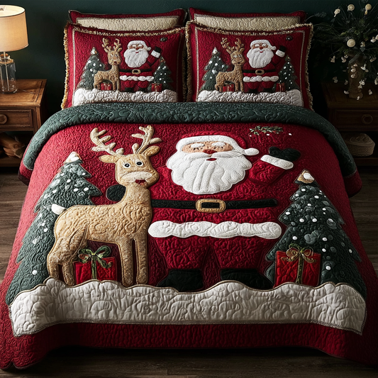 Santa Delight 3-Piece Quilted Bedding Set NCU0DK11306