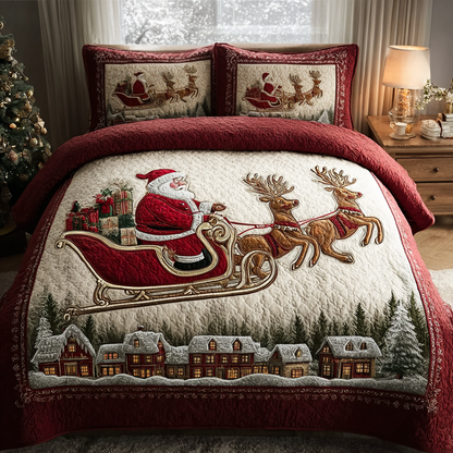 Santa 3-Piece Quilted Bedding Set NCU0VT297