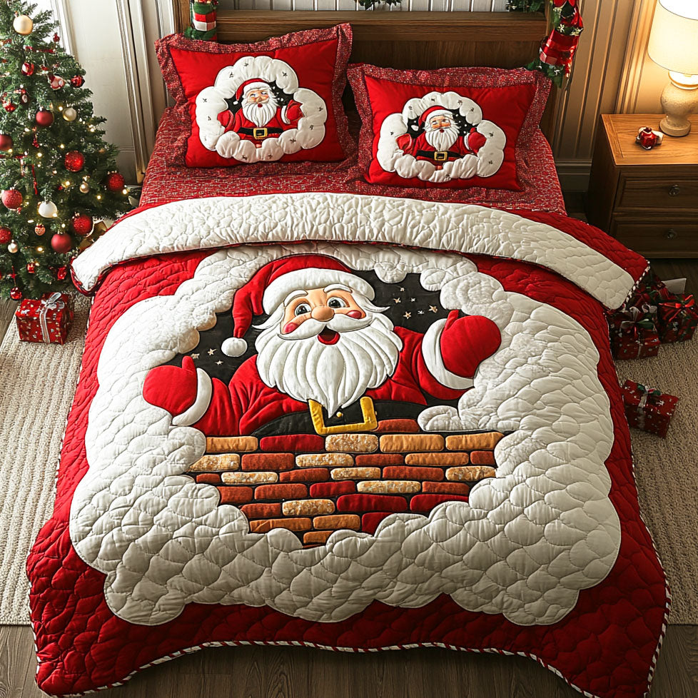 Santa Eve 3-Piece Quilted Bedding Set NCU0TD462