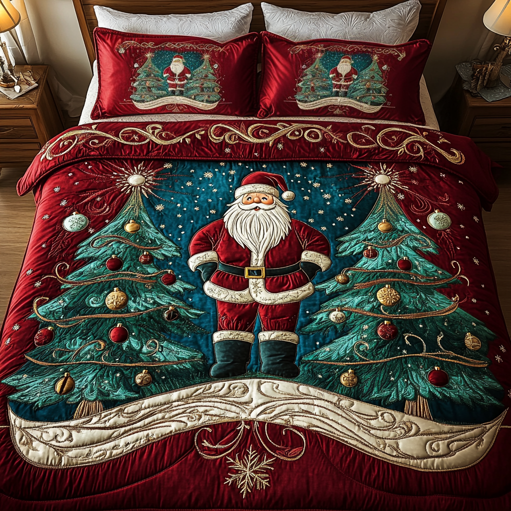 Santa Forest 3-Piece Quilted Bedding Set NCU0VH481