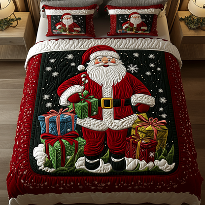 Santa Gift 3-Piece Quilted Bedding Set NCU0VH524