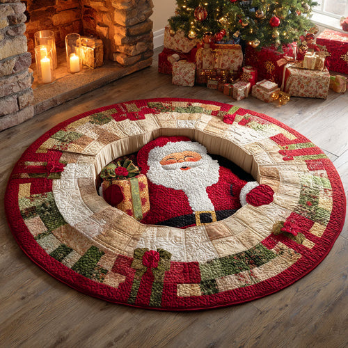 Santa Gift Box Quilted Round Mat NCU0TD586