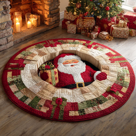 Santa Gift Box Quilted Round Mat NCU0TD586