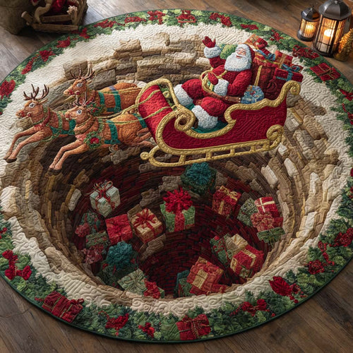 Santa Gift Descent Quilted Round Mat NCU0XD1122