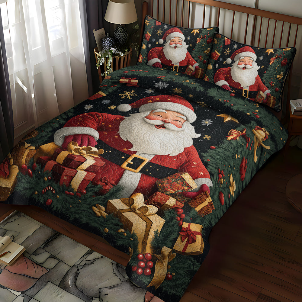 Santa Gift Galore 3-Piece Quilted Bedding Set NCU0TL1775
