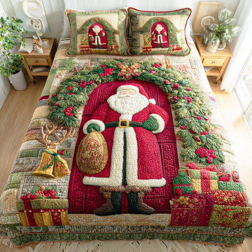 Santa Gift Parade 3-Piece Quilted Bedding Set NCU0TD1006