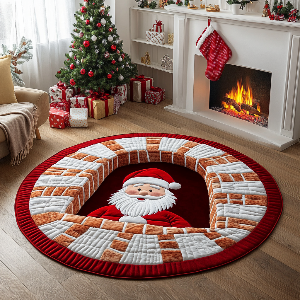 Santa Gift Quilted Round Mat NCU0DK10093