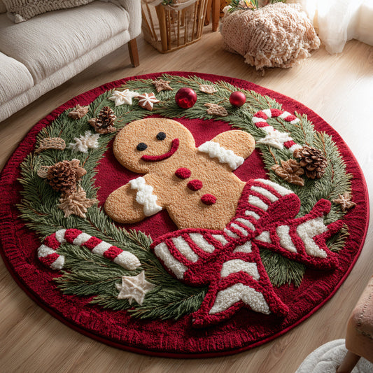 Santa Gingerbread Man Round Carpet NCU0HH1302