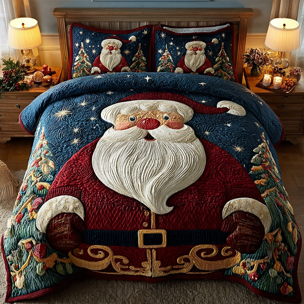 Santa Glow 3-Piece Quilted Bedding Set NCU0DK11397