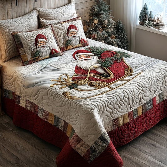 Santa Glow 3-Piece Quilted Bedding Set NCU0DV7789