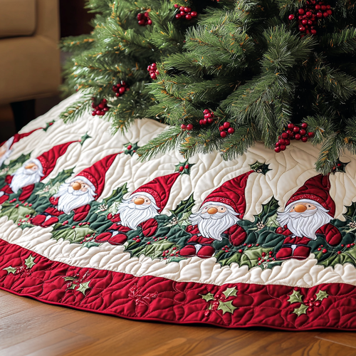 Santa Helpers Quilted Christmas Tree Skirt NCU0VH428