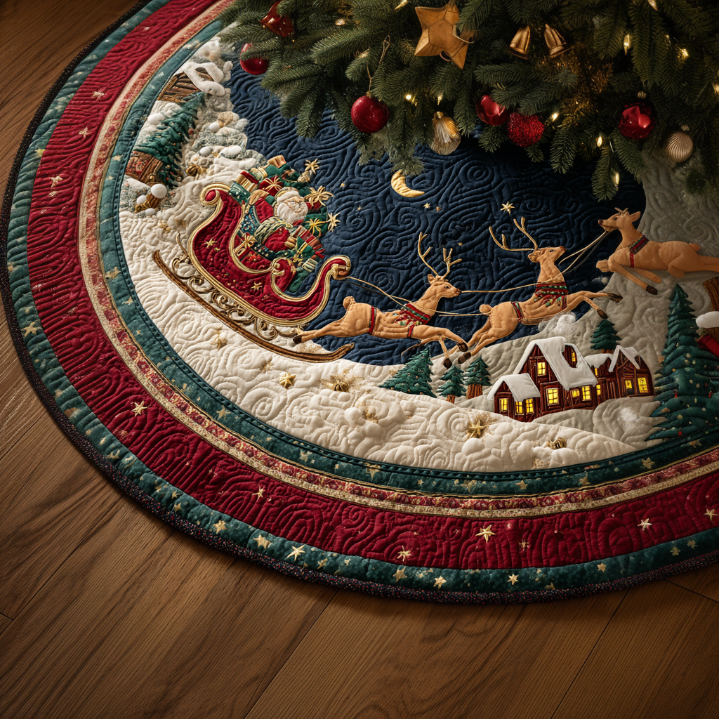 Santa Holding Christmas Quilted Tree Skirt NCU0DK11263