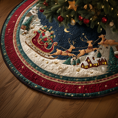 Santa Holding Christmas Quilted Tree Skirt NCU0DK11263