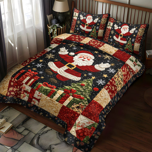 Santa Holiday Cheer 3-Piece Quilted Bedding Set NCU0TL1777