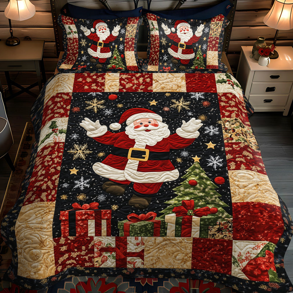 Santa Holiday Cheer 3-Piece Quilted Bedding Set NCU0TL1777